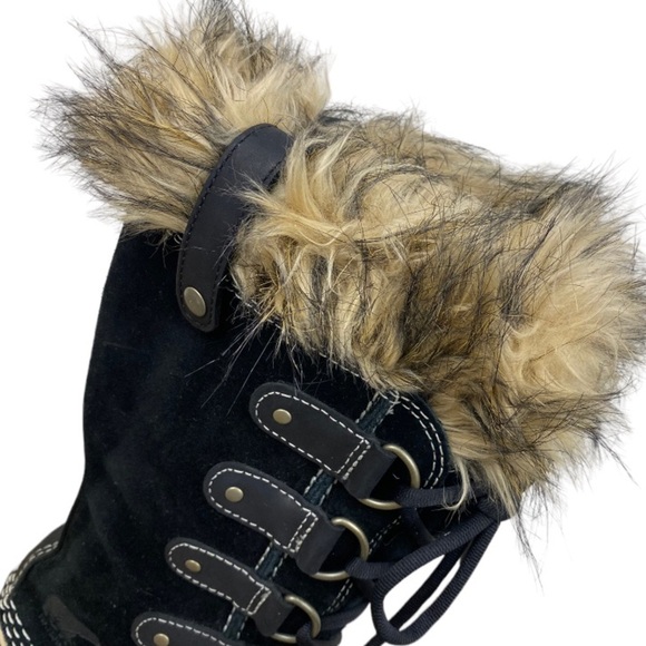 SOREL Joan of Arctic Black Suede Snow Boots with Faux Fur - Picture 6 of 11